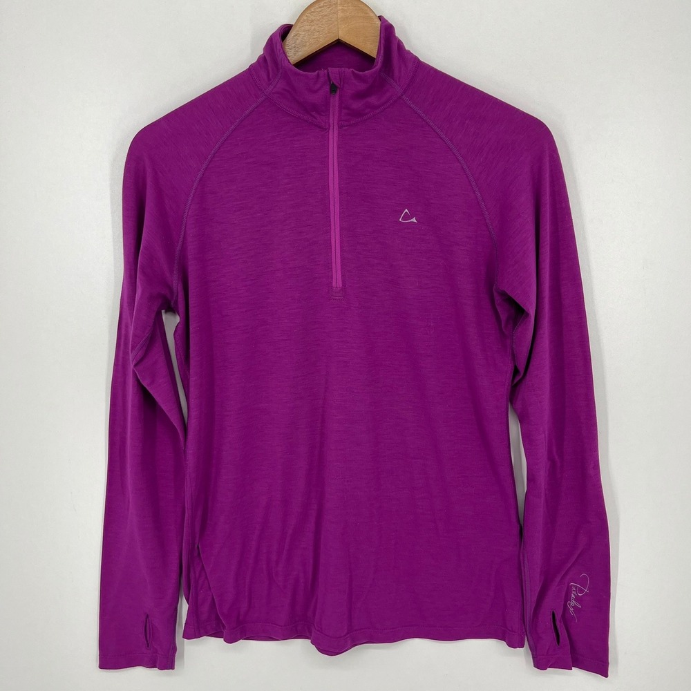 Paradox Womens Merino Blend Quarter Zip Base Layer Top Purple Size M
